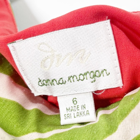 Donna Morgan Beige and Lime Green Swirl Print Dress Size 6 - Picture 2 of 11